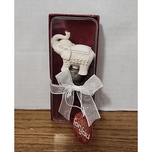 Fashioncraft White Elephant Figurine Wine Stopper New in Box 2011